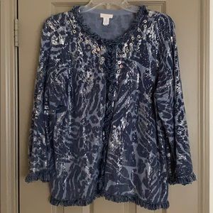 Chico’s lightweight jacket w/sequins and fringe